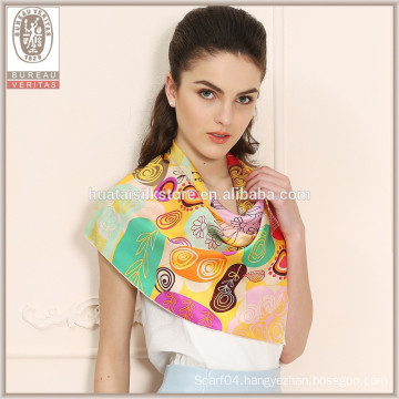 Colorful cute trees own design ladies silk neck scarf